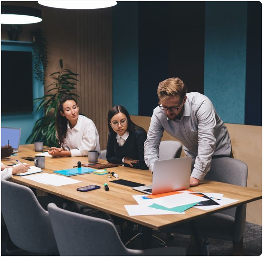 Custom Software Development Consulting Team in meeting